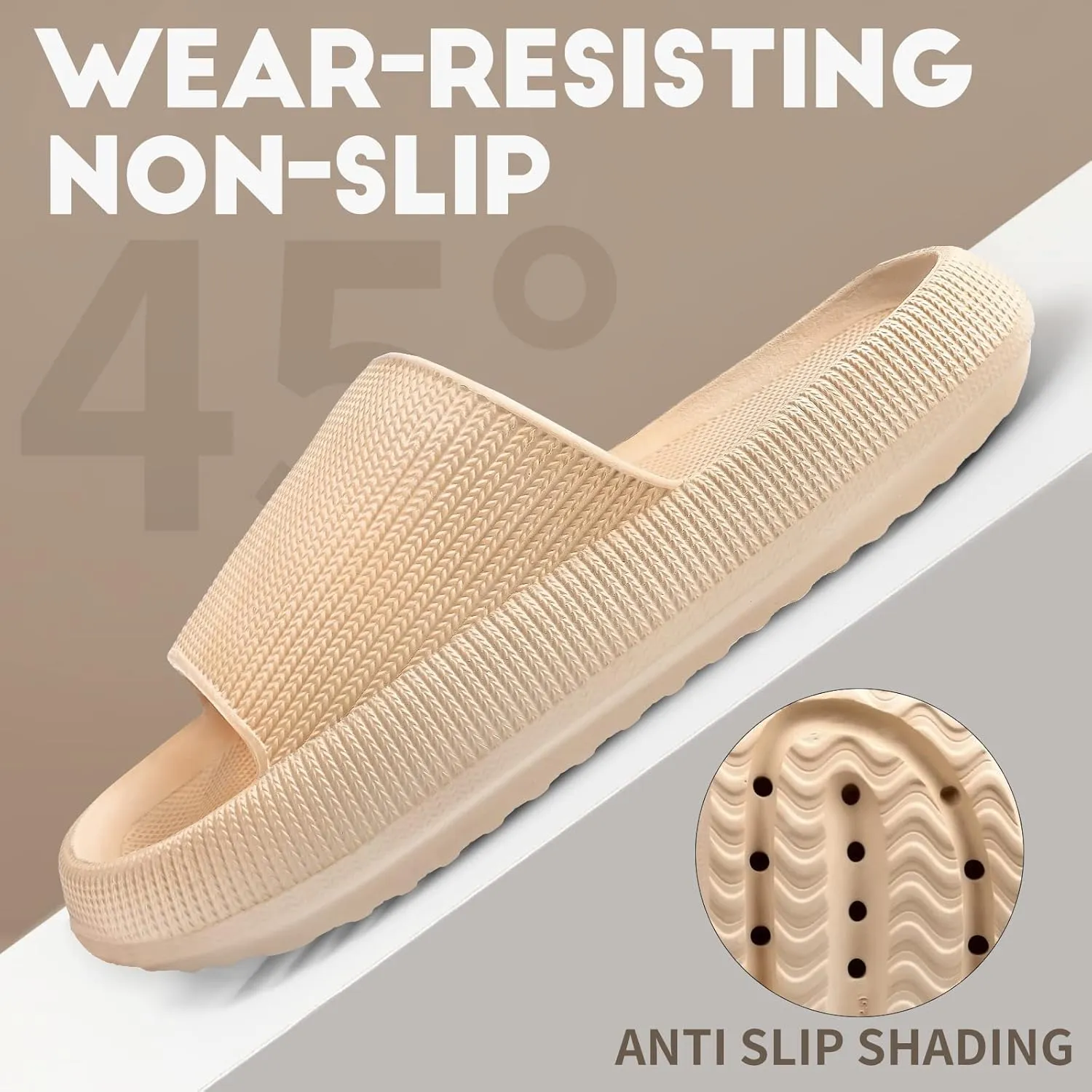 LELEBEAR Cloudies Slides for Women, Super Comfy Soft Foam Slides, Non Slip Shower Bathroom Slides