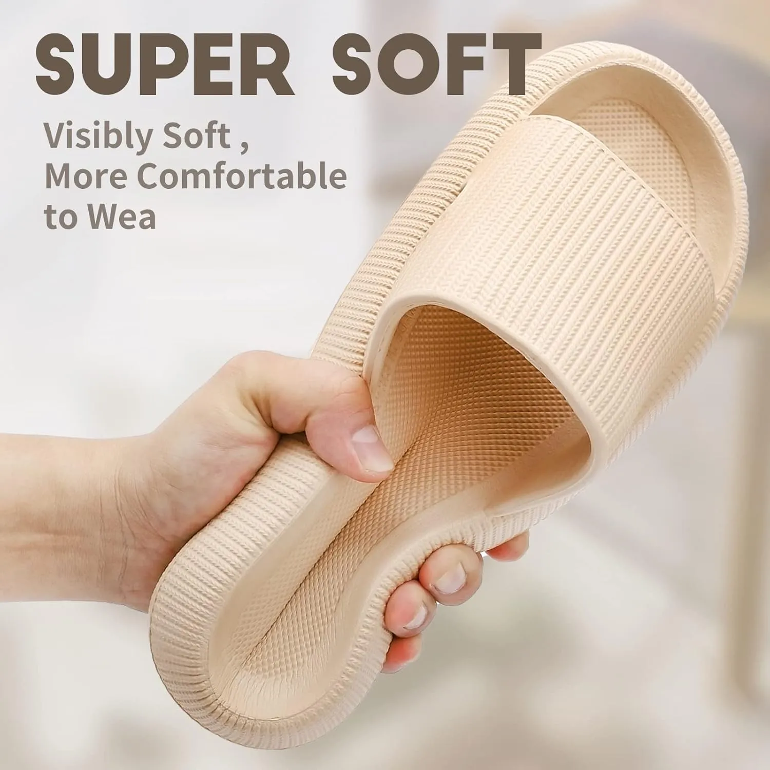 LELEBEAR Cloudies Slides for Women, Super Comfy Soft Foam Slides, Non Slip Shower Bathroom Slides