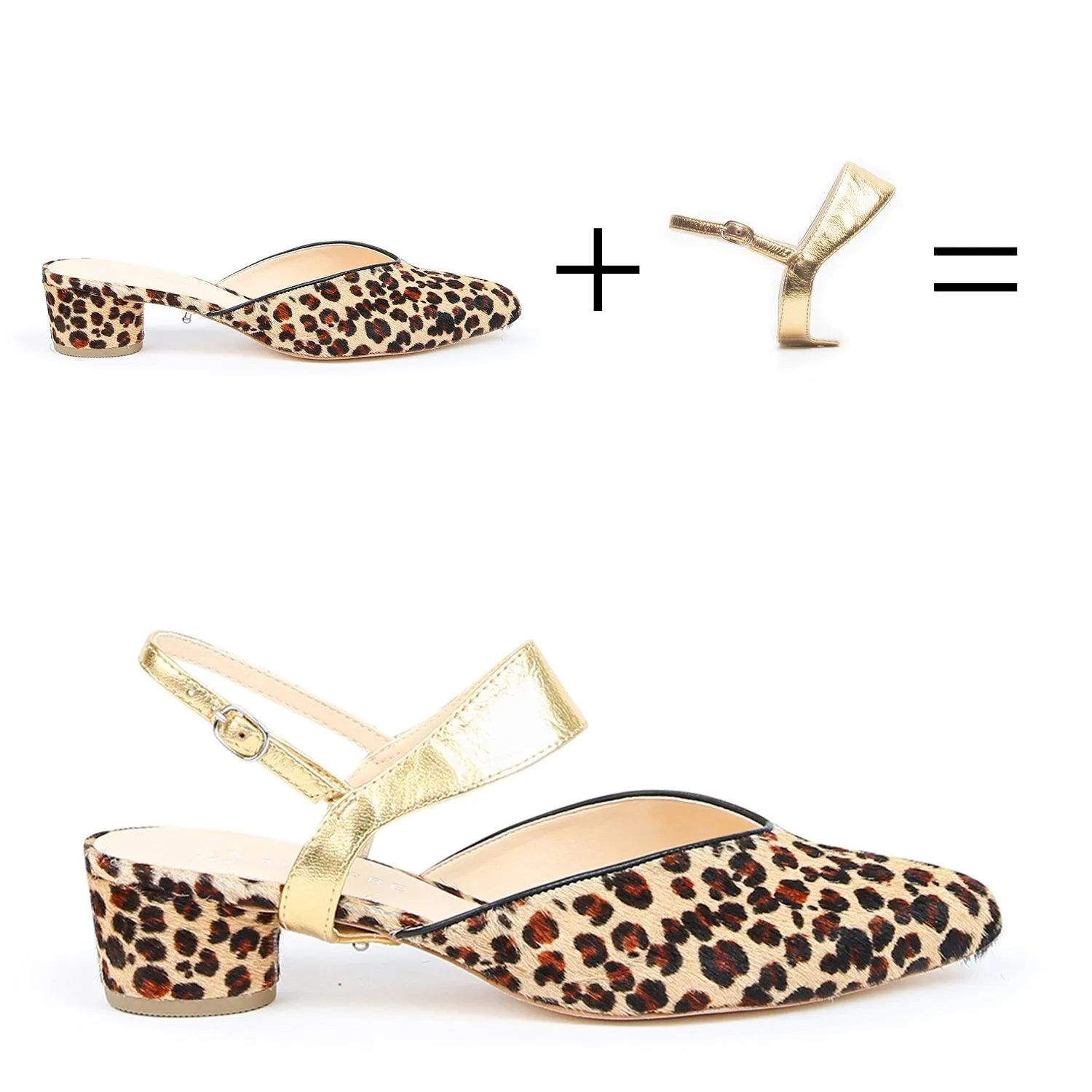 Leopard V Slide   Gold Elsie Strap