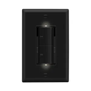 LIDER Dual Rocker Light Switch and Slide LED Dimmer, Combination Light Switch and Dimmer, 1-Pole, No Neutral Required, UL-Listed, Wall Plate Included, Black