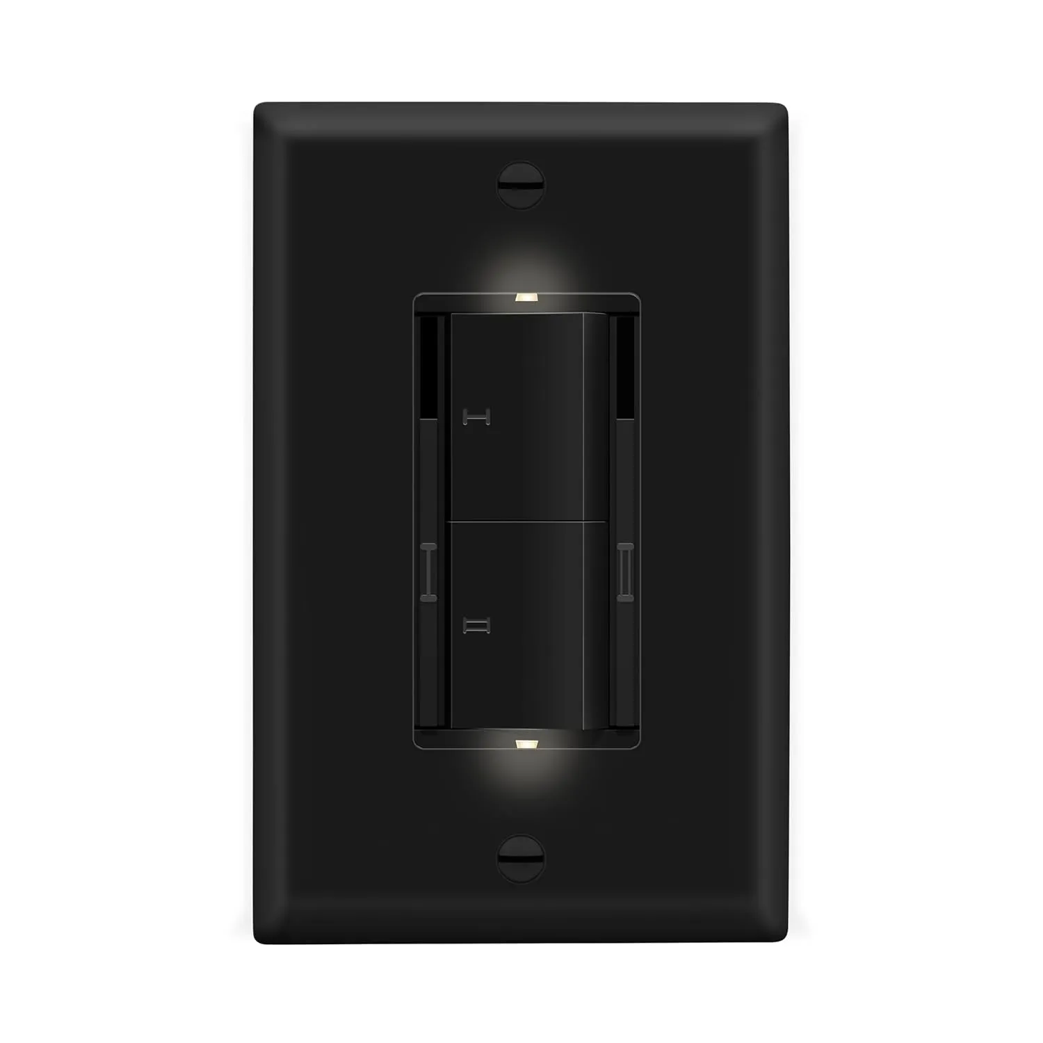LIDER Dual Rocker Light Switch and Slide LED Dimmer, Combination Light Switch and Dimmer, 1-Pole, No Neutral Required, UL-Listed, Wall Plate Included, Black