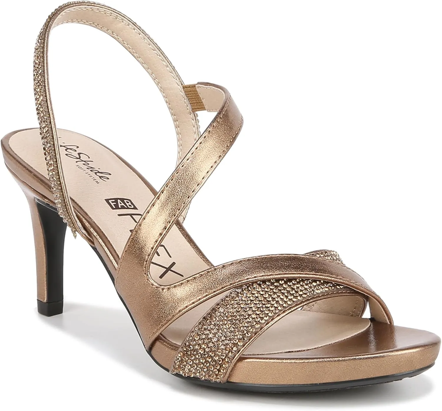 Lifestride Women's Mia Glitz Strappy Heeled Dress Sandal