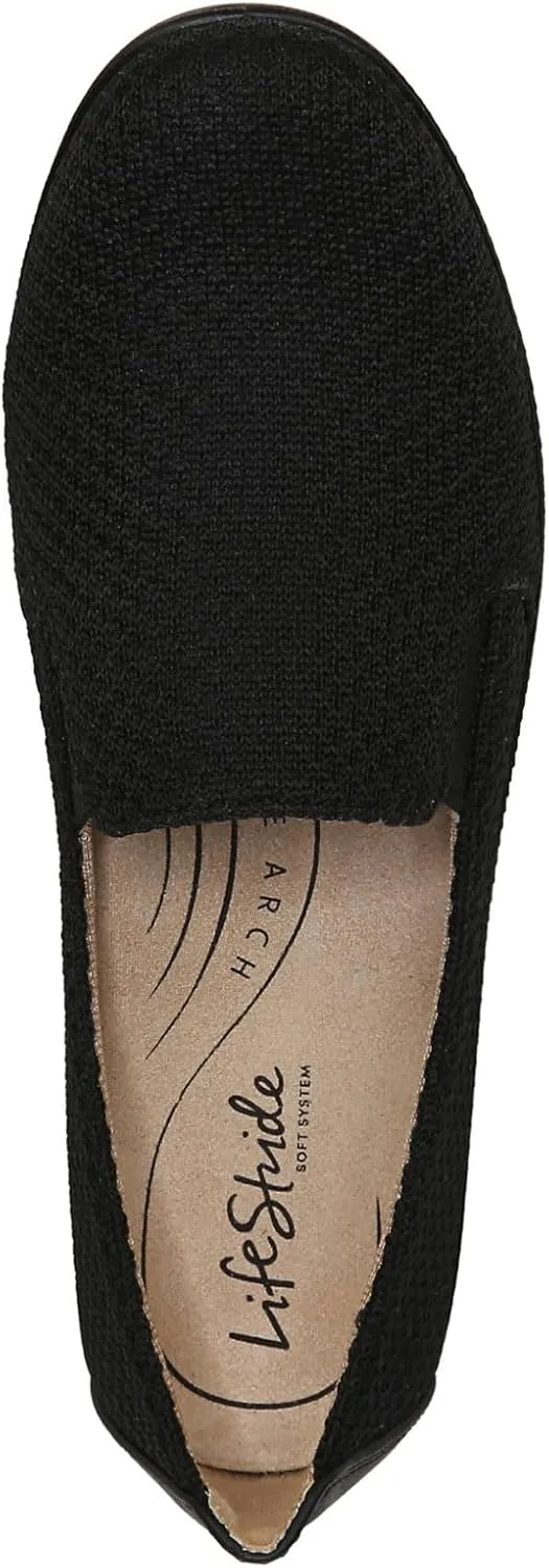 LifeStride Womens Next Level Sneaker, True Black, 9.5 Wide US