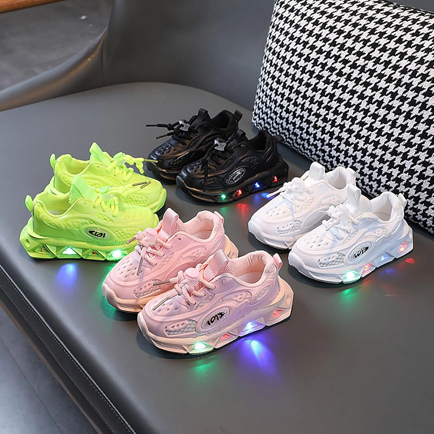 Light Up Toddler Boys Shoes Car Pattern LED Luminous Sport Sneaker, Little Fashion Soft Sole Toddler Athletic Shoe