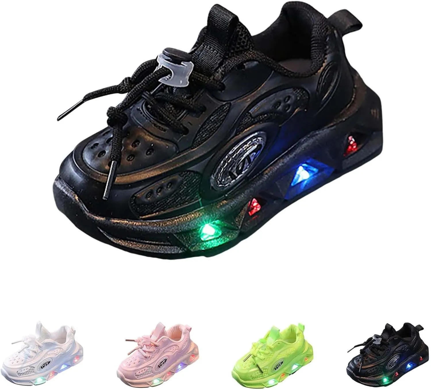 Light Up Toddler Boys Shoes Car Pattern LED Luminous Sport Sneaker, Little Fashion Soft Sole Toddler Athletic Shoe