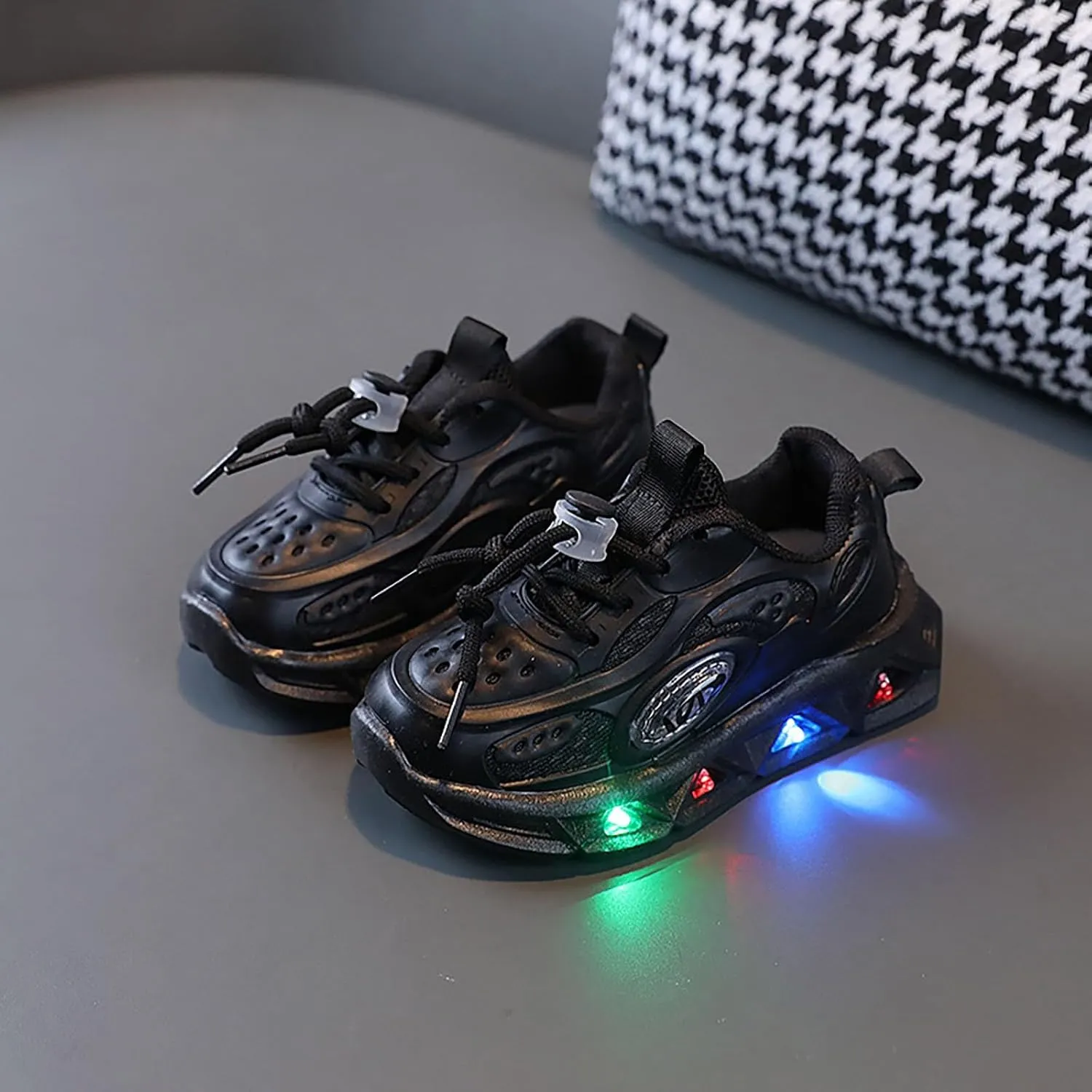 Light Up Toddler Boys Shoes Car Pattern LED Luminous Sport Sneaker, Little Fashion Soft Sole Toddler Athletic Shoe