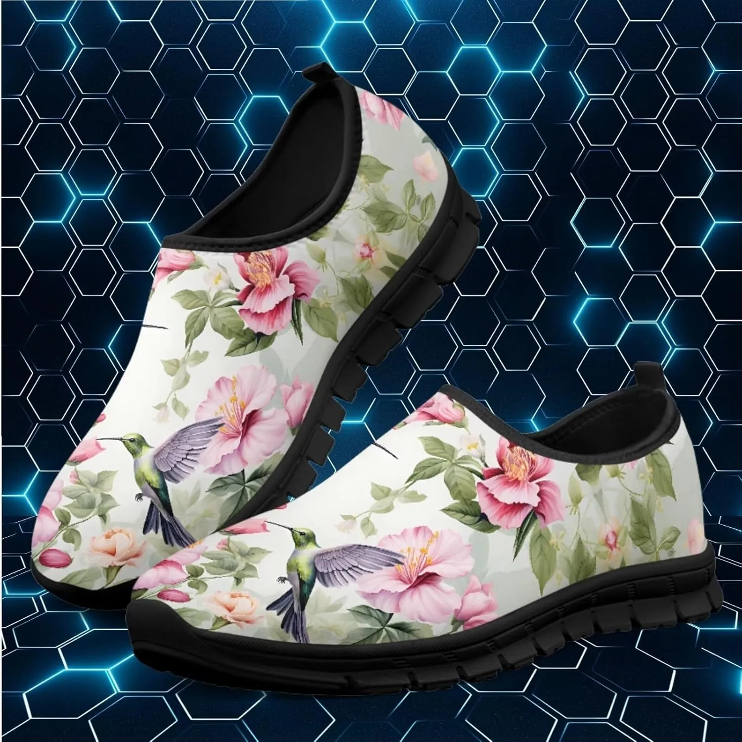 Light Weight Slip On Walking Shoes for Women,Breathable Athletic Running Shoes Anti Slip Gym Workout Shoes Lady Low Top Sneaker Jogging Shoes