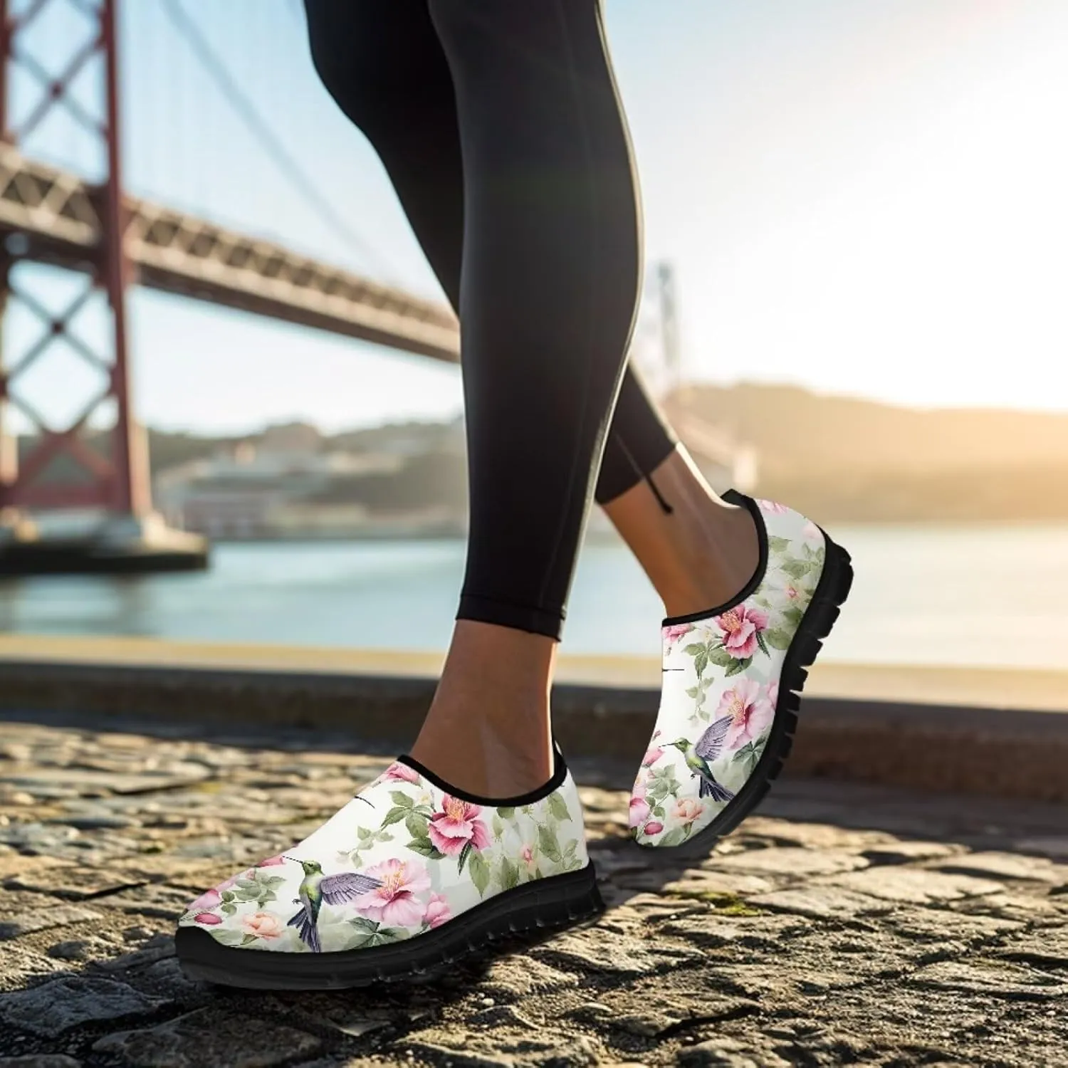 Light Weight Slip On Walking Shoes for Women,Breathable Athletic Running Shoes Anti Slip Gym Workout Shoes Lady Low Top Sneaker Jogging Shoes