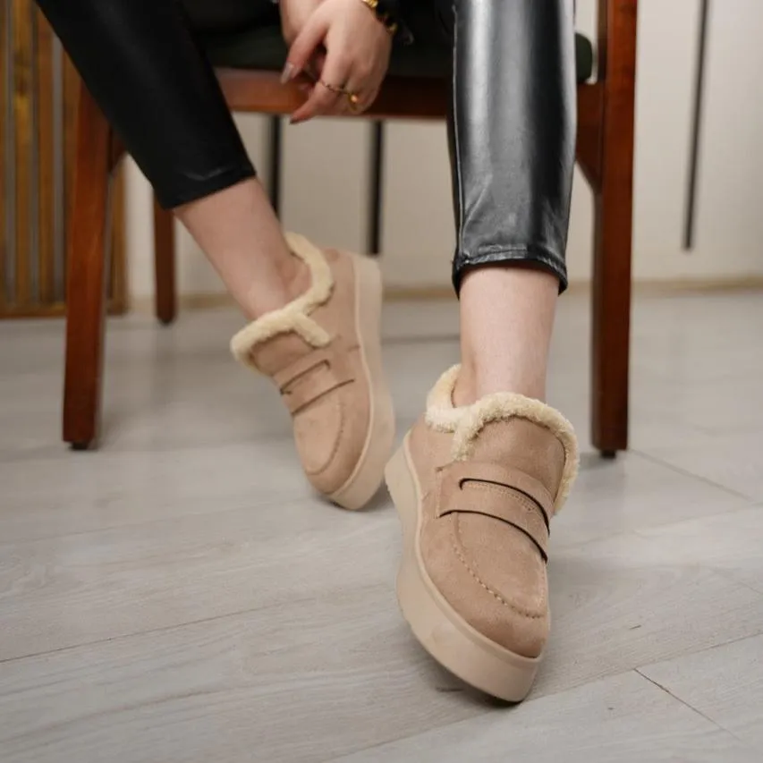 Loafer Style Ankle Boots - Cafe