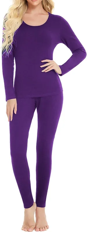 Locachy Cotton Thermal Underwear for Women Ultra Soft Long Johns Top & Bottom Set