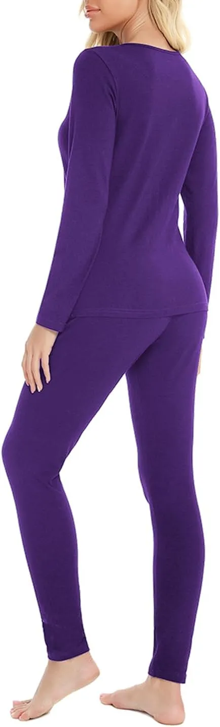 Locachy Cotton Thermal Underwear for Women Ultra Soft Long Johns Top & Bottom Set