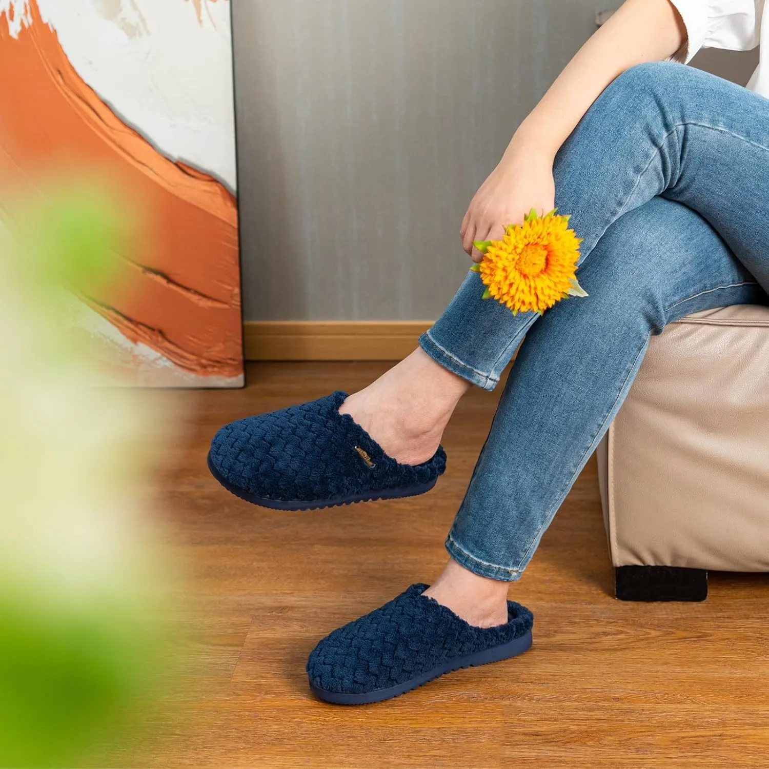 LongBay Women's Slip-On House Slippers Comfy Memory Foam Bedroom Shoes