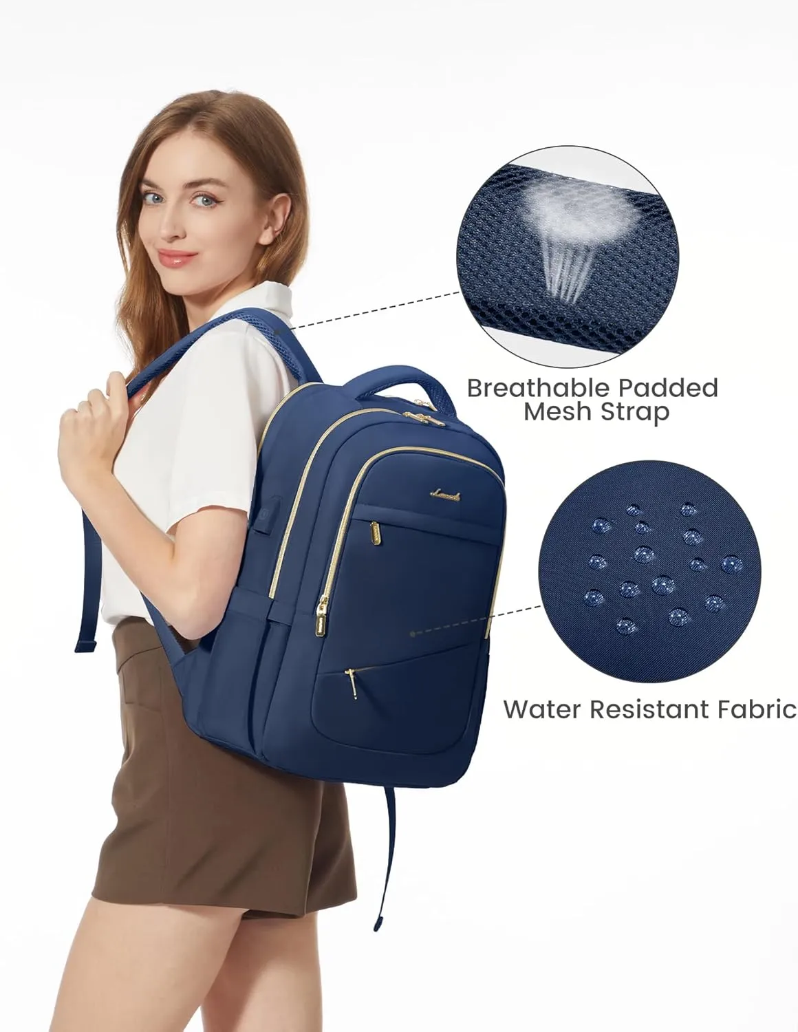 LOVEVOOK Laptop Backpack for Women, Slim Business Laptops Bag with Separate Computer Compartment Stylish Daypack for College Work Travel, Fits 15.6" Laptop