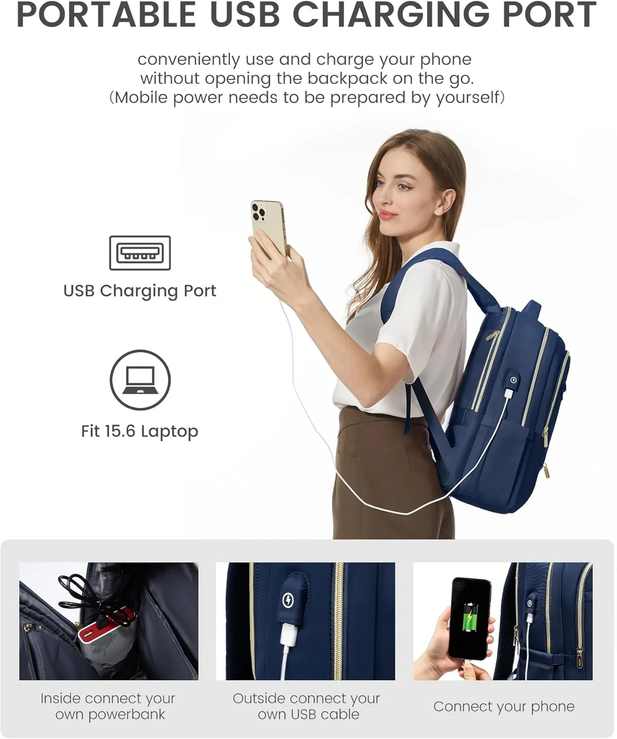 LOVEVOOK Laptop Backpack for Women, Slim Business Laptops Bag with Separate Computer Compartment Stylish Daypack for College Work Travel, Fits 15.6" Laptop