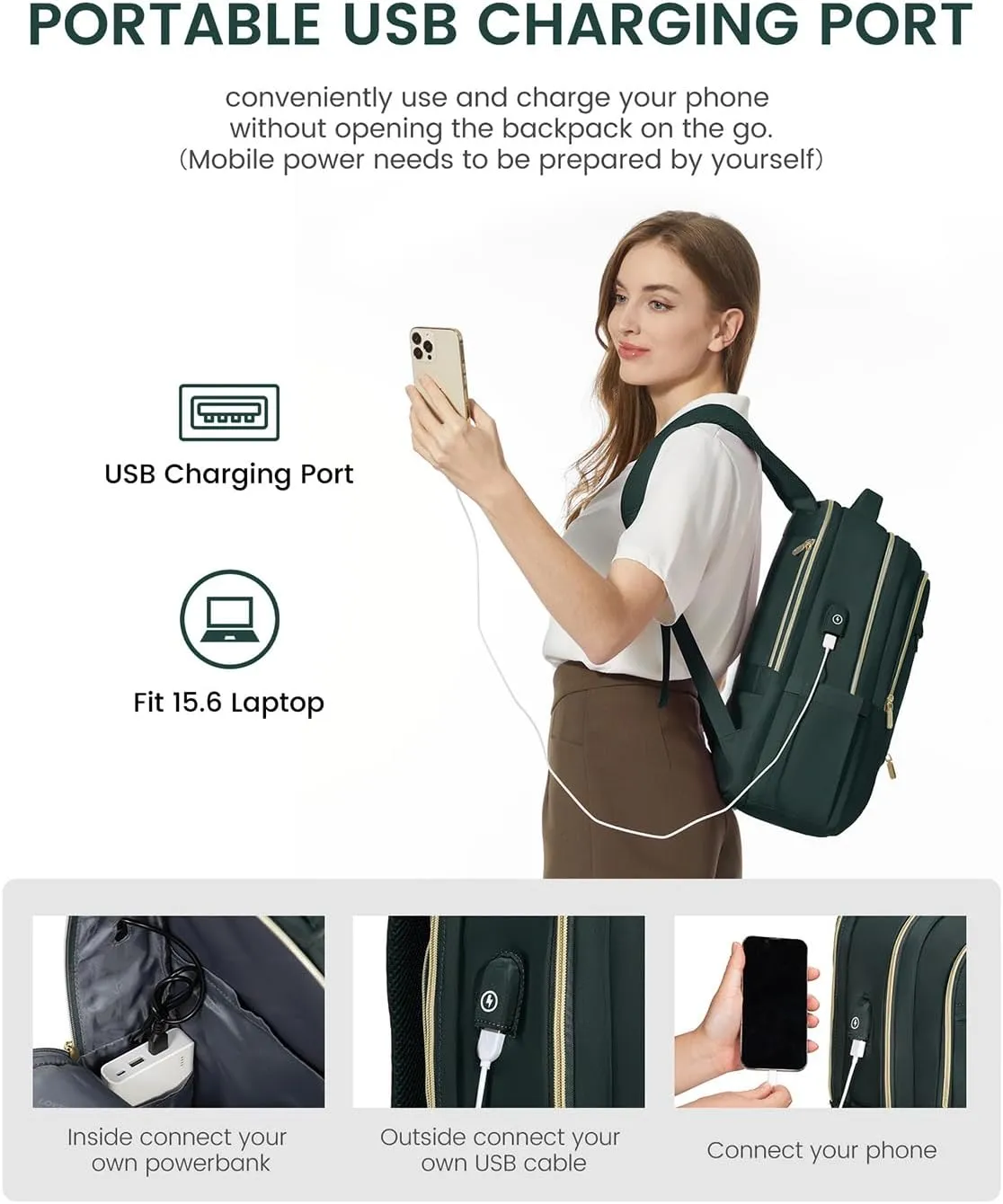 LOVEVOOK Laptop Backpack for Women, Slim Business Laptops Bag with Separate Computer Compartment Stylish Daypack for College Work Travel, Fits 15.6" Laptop