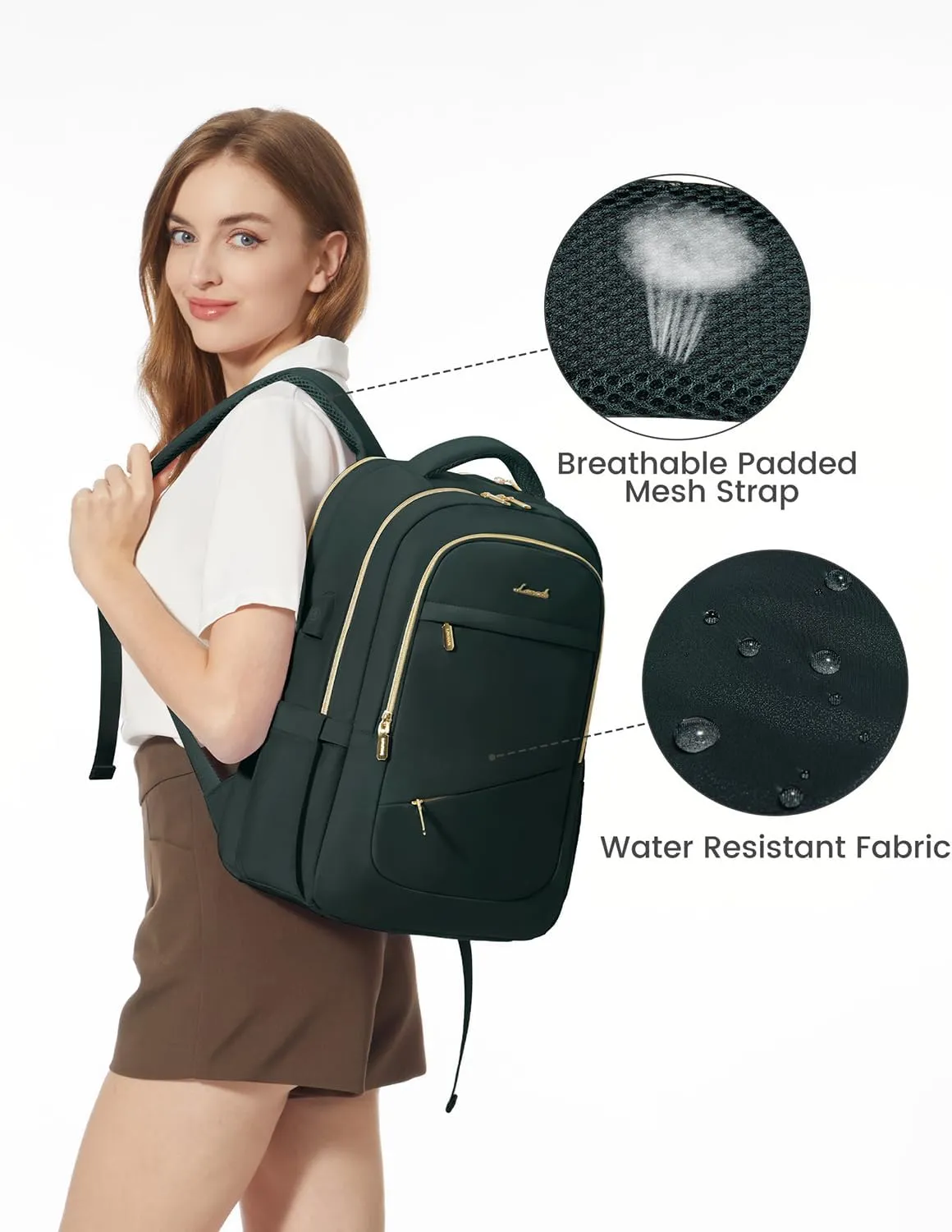 LOVEVOOK Laptop Backpack for Women, Slim Business Laptops Bag with Separate Computer Compartment Stylish Daypack for College Work Travel, Fits 15.6" Laptop