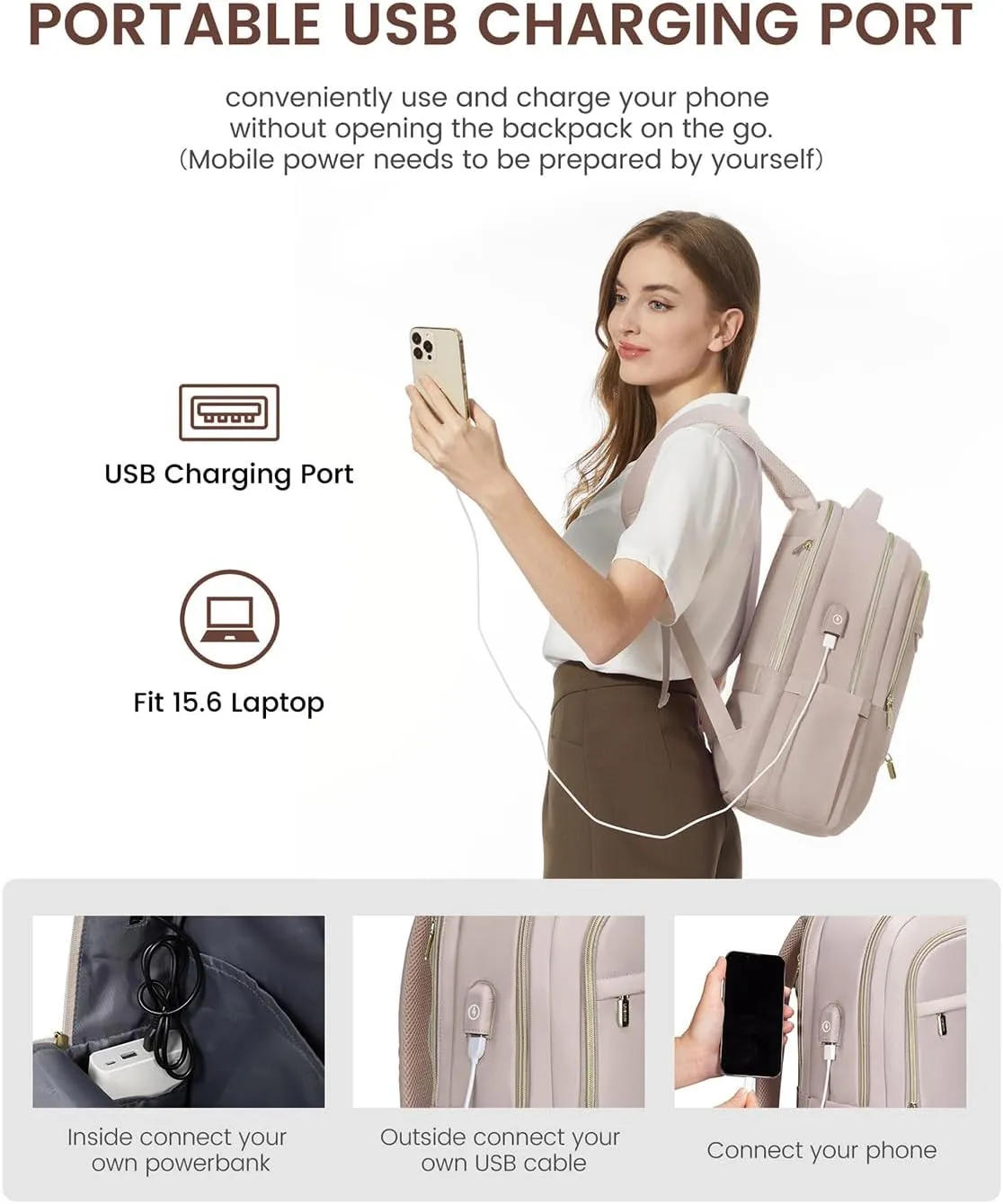 LOVEVOOK Laptop Backpack for Women, Slim Business Laptops Bag with Separate Computer Compartment Stylish Daypack for College Work Travel, Fits 15.6" Laptop