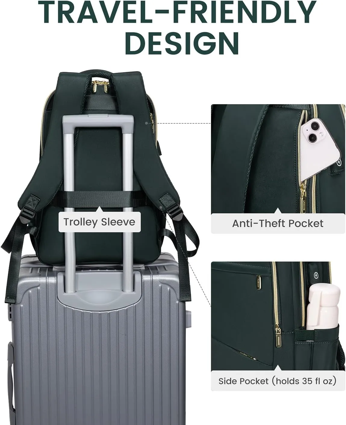 LOVEVOOK Laptop Backpack for Women, Slim Business Laptops Bag with Separate Computer Compartment Stylish Daypack for College Work Travel, Fits 15.6" Laptop