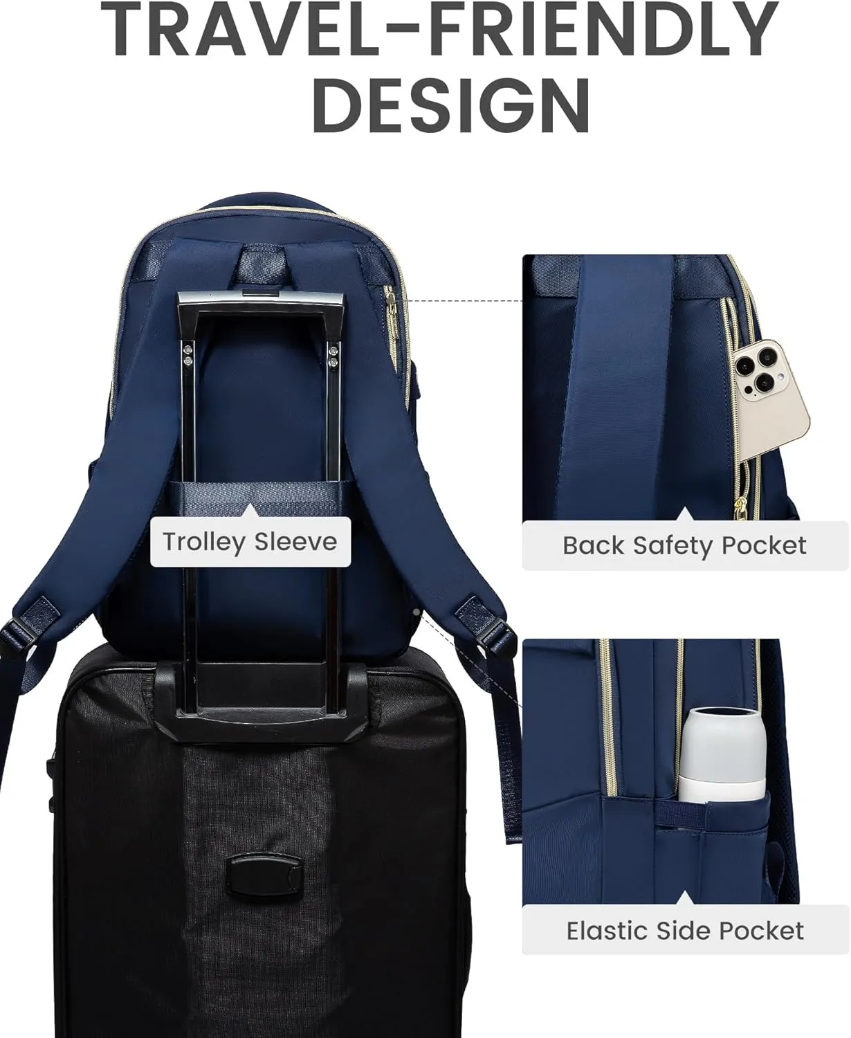 LOVEVOOK Laptop Backpack for Women, Slim Business Laptops Bag with Separate Computer Compartment Stylish Daypack for College Work Travel, Fits 15.6" Laptop