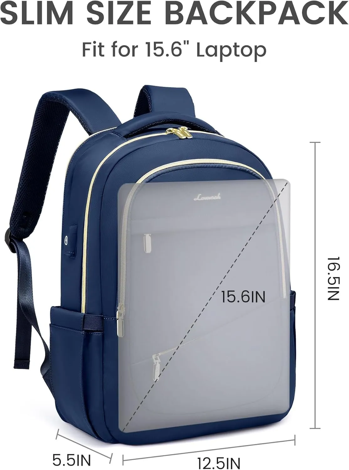 LOVEVOOK Laptop Backpack for Women, Slim Business Laptops Bag with Separate Computer Compartment Stylish Daypack for College Work Travel, Fits 15.6" Laptop
