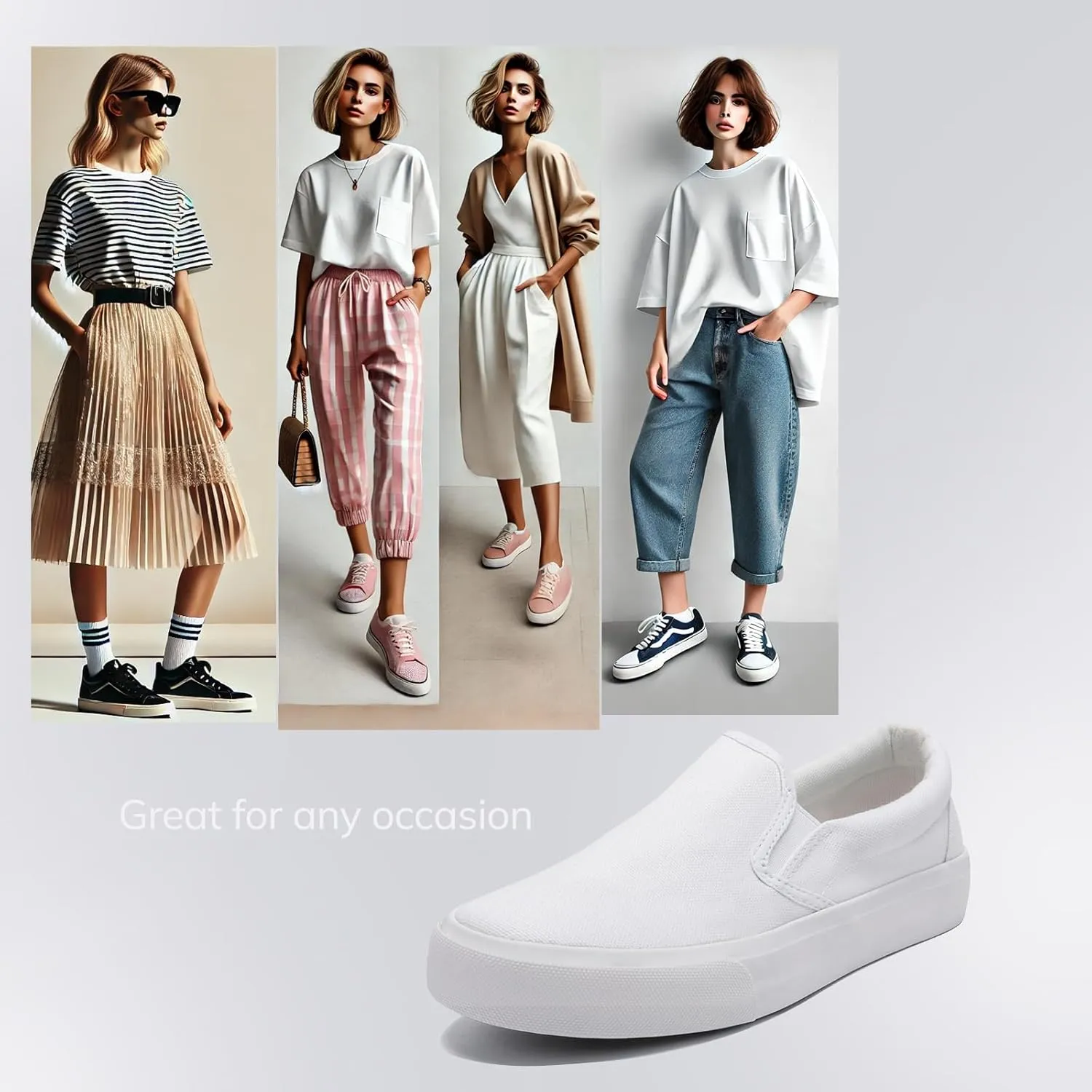 Low-Top Slip Ons Women's Fashion Sneakers Casual Canvas Sneakers for Women Comfortable Flats Breathable Padded Insole Slip on Sneakers Women Low Slip on Shoes