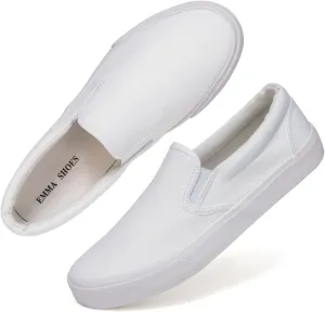 Low-Top Slip Ons Women's Fashion Sneakers Casual Canvas Sneakers for Women Comfortable Flats Breathable Padded Insole Slip on Sneakers Women Low Slip on Shoes