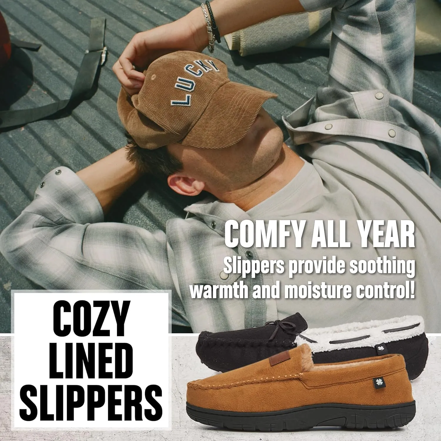 Lucky Brand Men's Micro Suede Moccasin Loafer Slippers