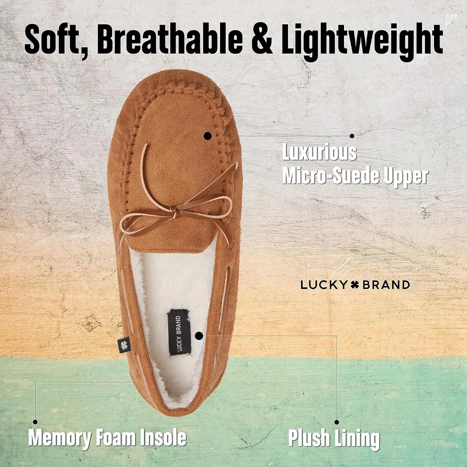 Lucky Brand Men's Micro Suede Moccasin Loafer Slippers