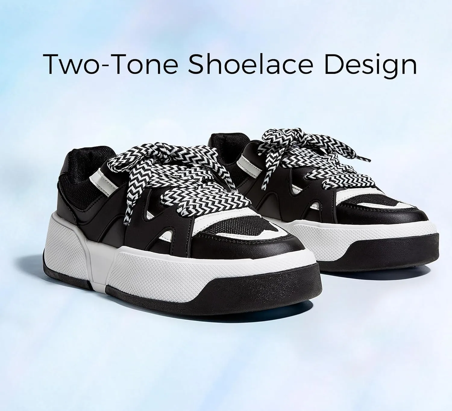 LUCKY STEP Women’s Platform Fashion Sneakers Lace up Casual Faux Leather Comfortable Thick Sole Tennis Walking Shoes