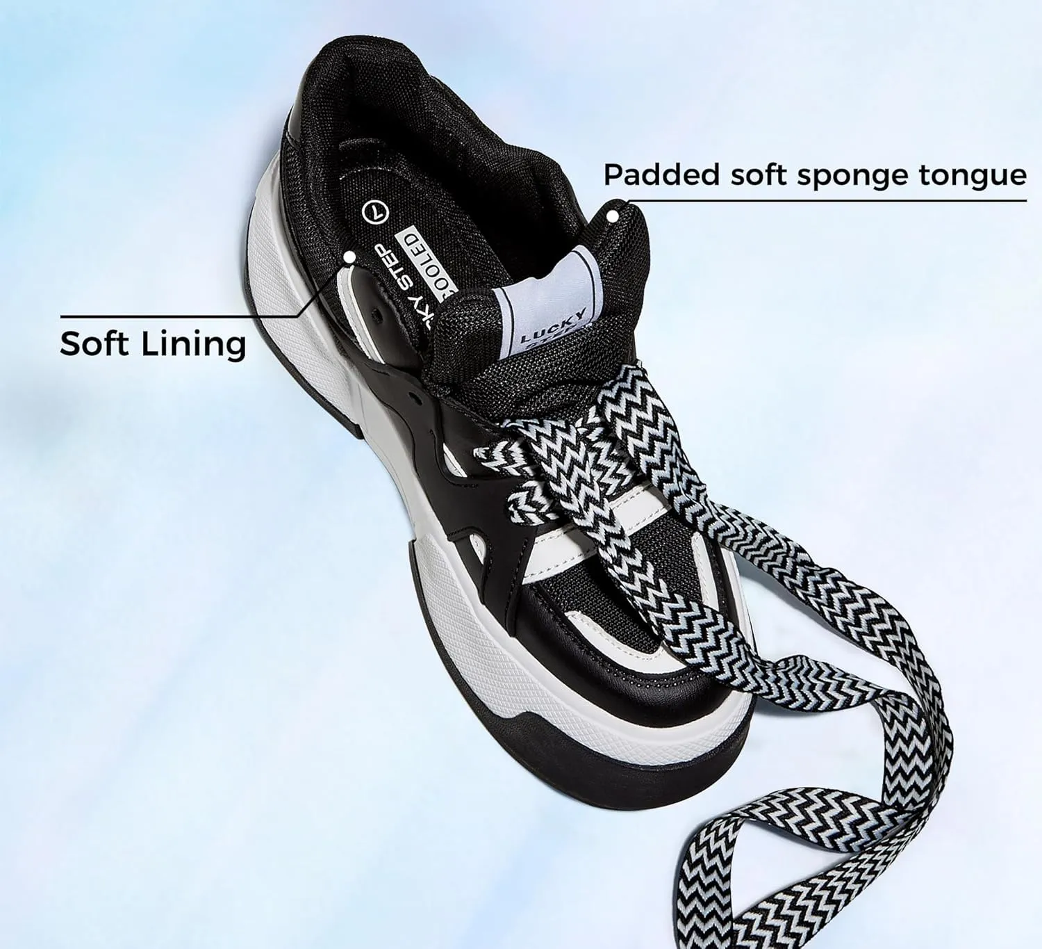 LUCKY STEP Women’s Platform Fashion Sneakers Lace up Casual Faux Leather Comfortable Thick Sole Tennis Walking Shoes