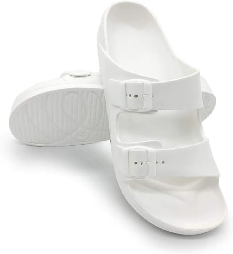 Luffymomo Adjustable Slip on Eva Double Buckle Slides for Mens