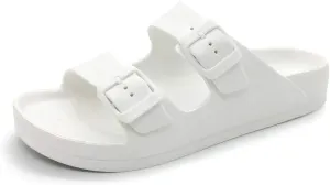 Luffymomo Adjustable Slip on Eva Double Buckle Slides for Mens