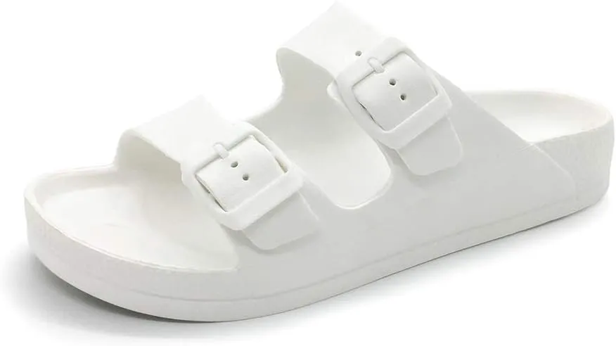 Luffymomo Adjustable Slip on Eva Double Buckle Slides for Mens