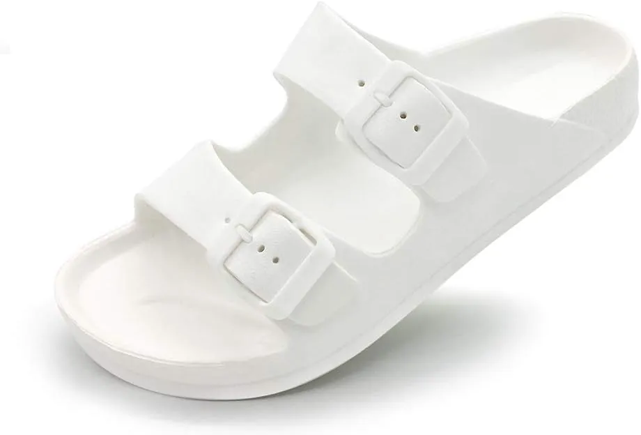 Luffymomo Adjustable Slip on Eva Double Buckle Slides for Mens