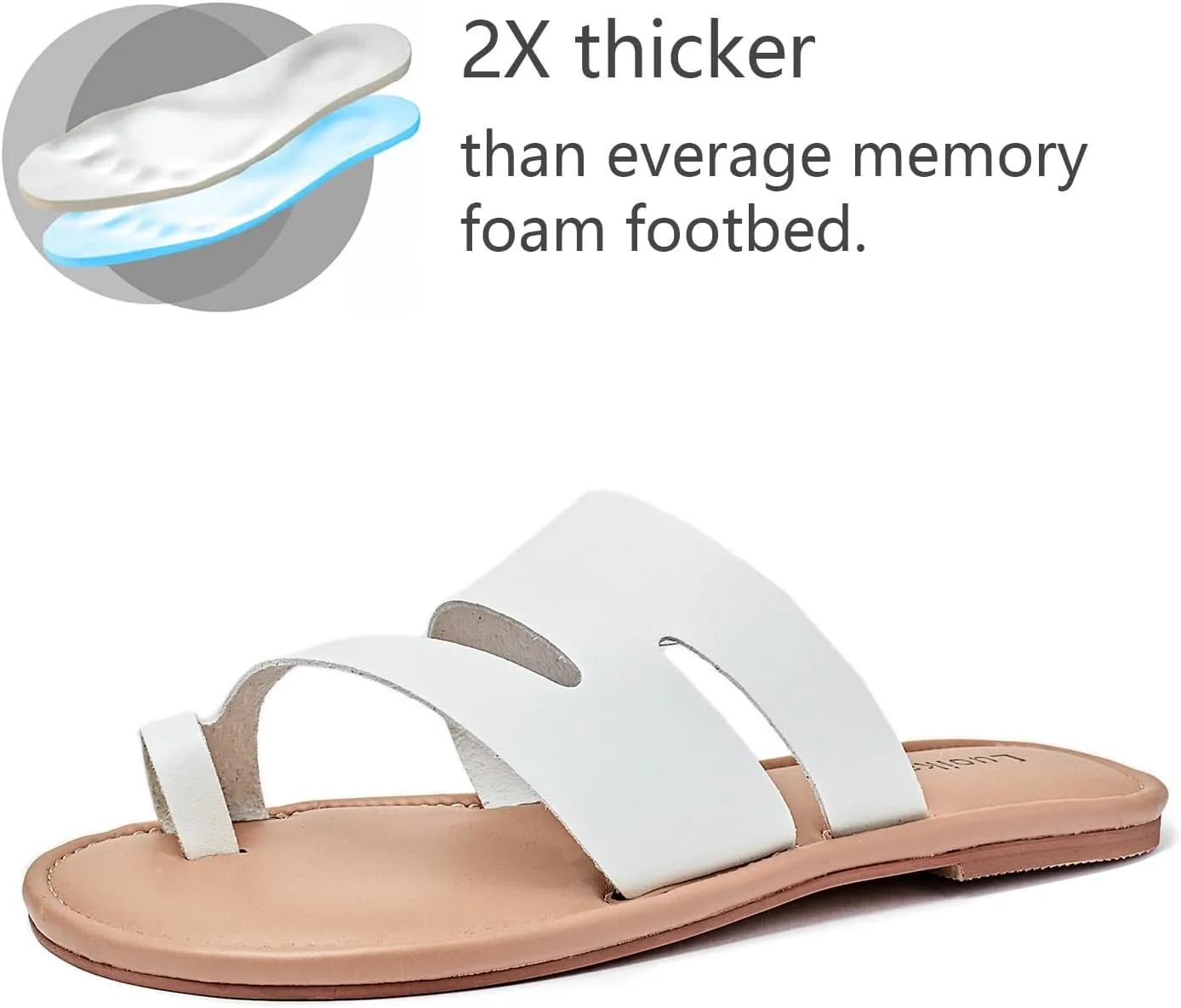 Luoika Women's Wide Width Flat Sandals, Flip Flop Slides Sandal Casual Strapy Sandal Slip on Summer Beach Shoes for Women.