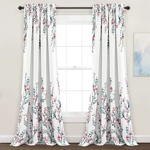 Lush Decor Mirabelle Watercolor Floral Light Filtering Window Curtain Panel Pair, 95" L x 52" W, Blue & Coral