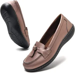 Maichal Loafers for Women Slip On Comfort Leather Tassel Dress Shoes