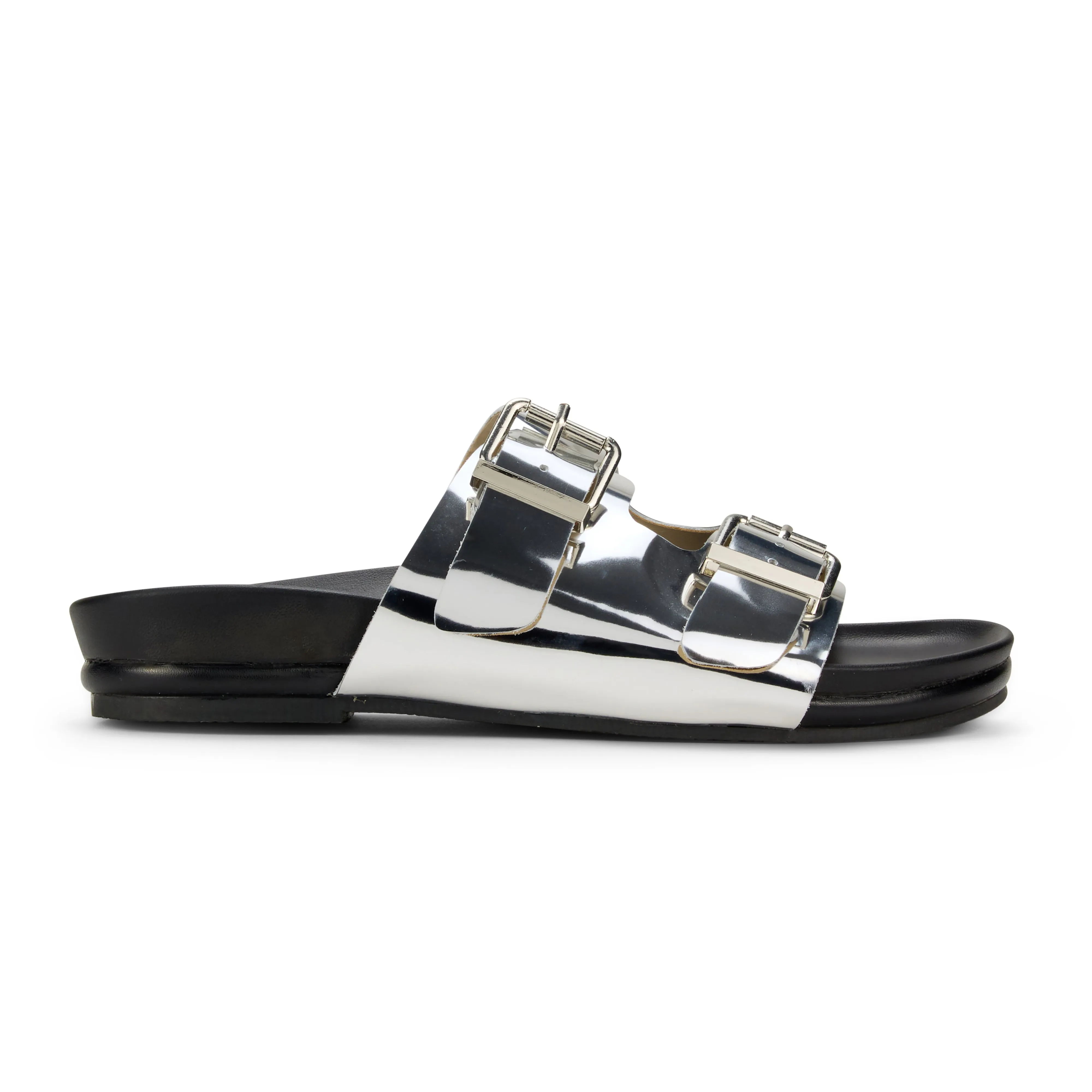 Maya Footbed Sandal in Silver Leather