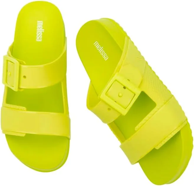 Melissa Cozy Connection Slide - Women's Fashion Sandals with Snakeskin Textural Pattern, Adjustable Buckle - Lightweight EVA Lug Sole - Stylish and Comfortable Slides