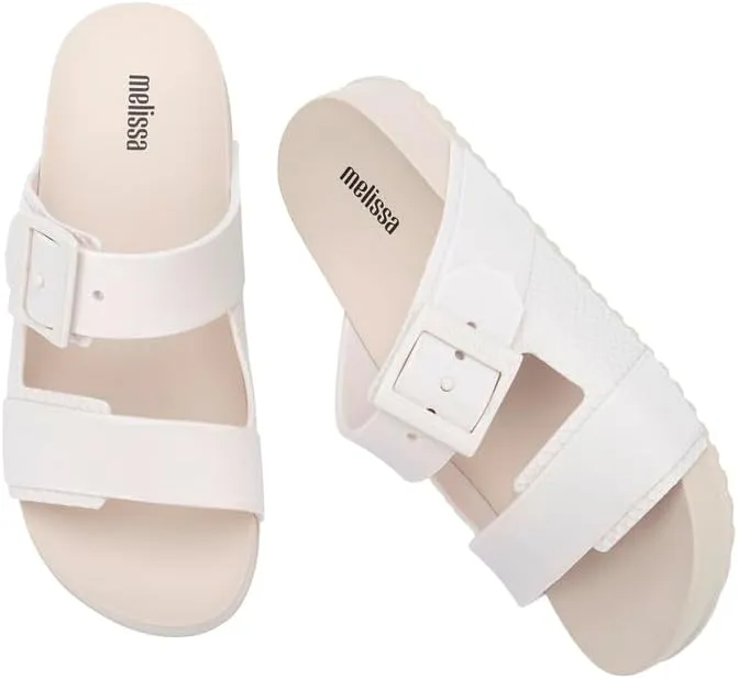 Melissa Cozy Connection Slide - Women's Fashion Sandals with Snakeskin Textural Pattern, Adjustable Buckle - Lightweight EVA Lug Sole - Stylish and Comfortable Slides