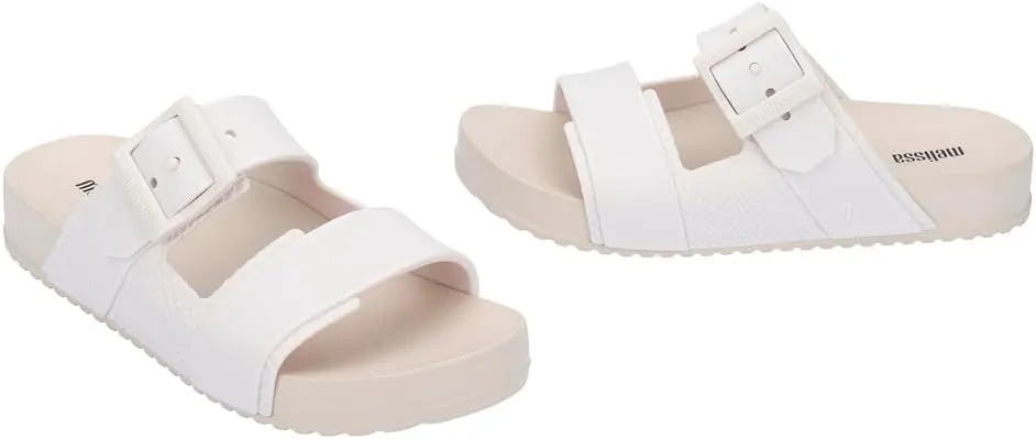 Melissa Cozy Connection Slide - Women's Fashion Sandals with Snakeskin Textural Pattern, Adjustable Buckle - Lightweight EVA Lug Sole - Stylish and Comfortable Slides