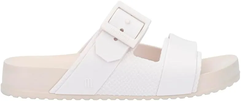 Melissa Cozy Connection Slide - Women's Fashion Sandals with Snakeskin Textural Pattern, Adjustable Buckle - Lightweight EVA Lug Sole - Stylish and Comfortable Slides
