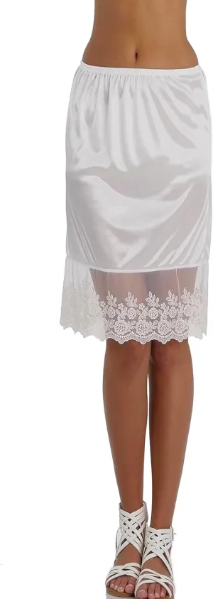 MELODY Women Single lace Satin Underskirt Half Slip Skirt Extender