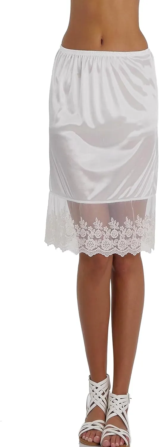 MELODY Women Single lace Satin Underskirt Half Slip Skirt Extender