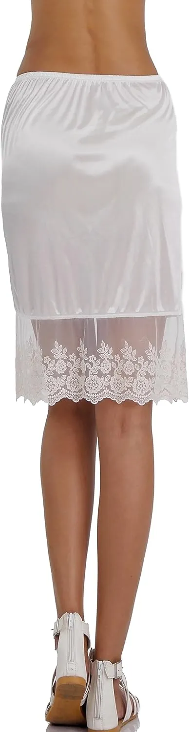MELODY Women Single lace Satin Underskirt Half Slip Skirt Extender