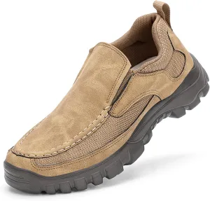 Men Genuine Leather Breathable Arch Support Loafers Soft Comfortable Slip On Business Dress Shoes Daily Non-Slip Driving Walking Shoes
