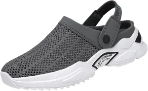 Men s orthopedic hollow-out summer sandals，Thick Sole Slip-On Knitted Clogs，Breathable Knitted Mesh Sandals with Arch Support