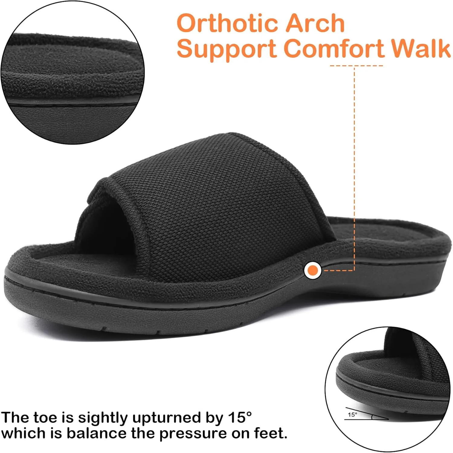 Men's Adjustable Wrap Memory Foam Slide Slipper