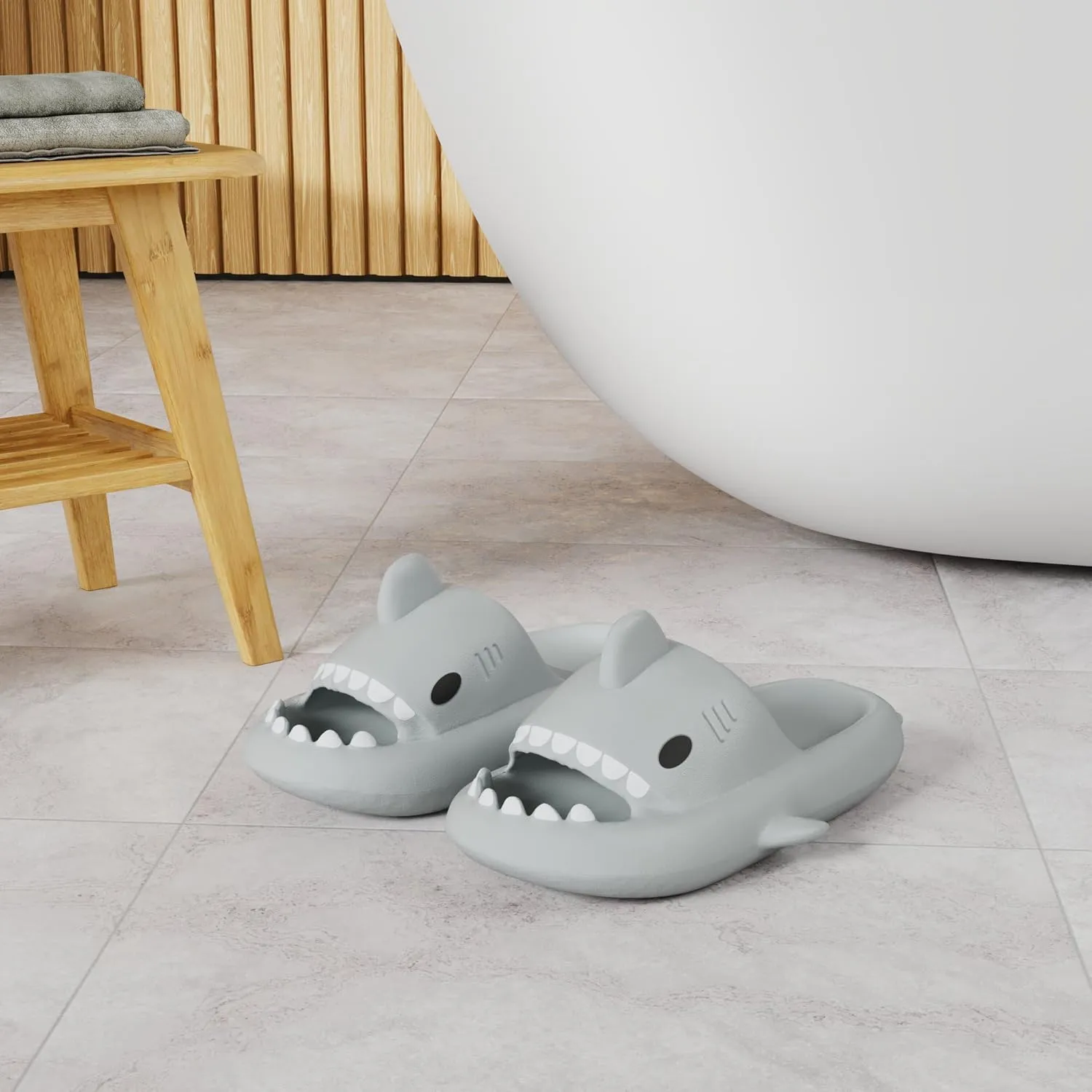 Men's and Women's Shark Slides Cloud Slippers Summer Novelty Open Toe Slide Sandals Anti-Slip Beach Pool Shower Shoes with Cushioned Thick Sole