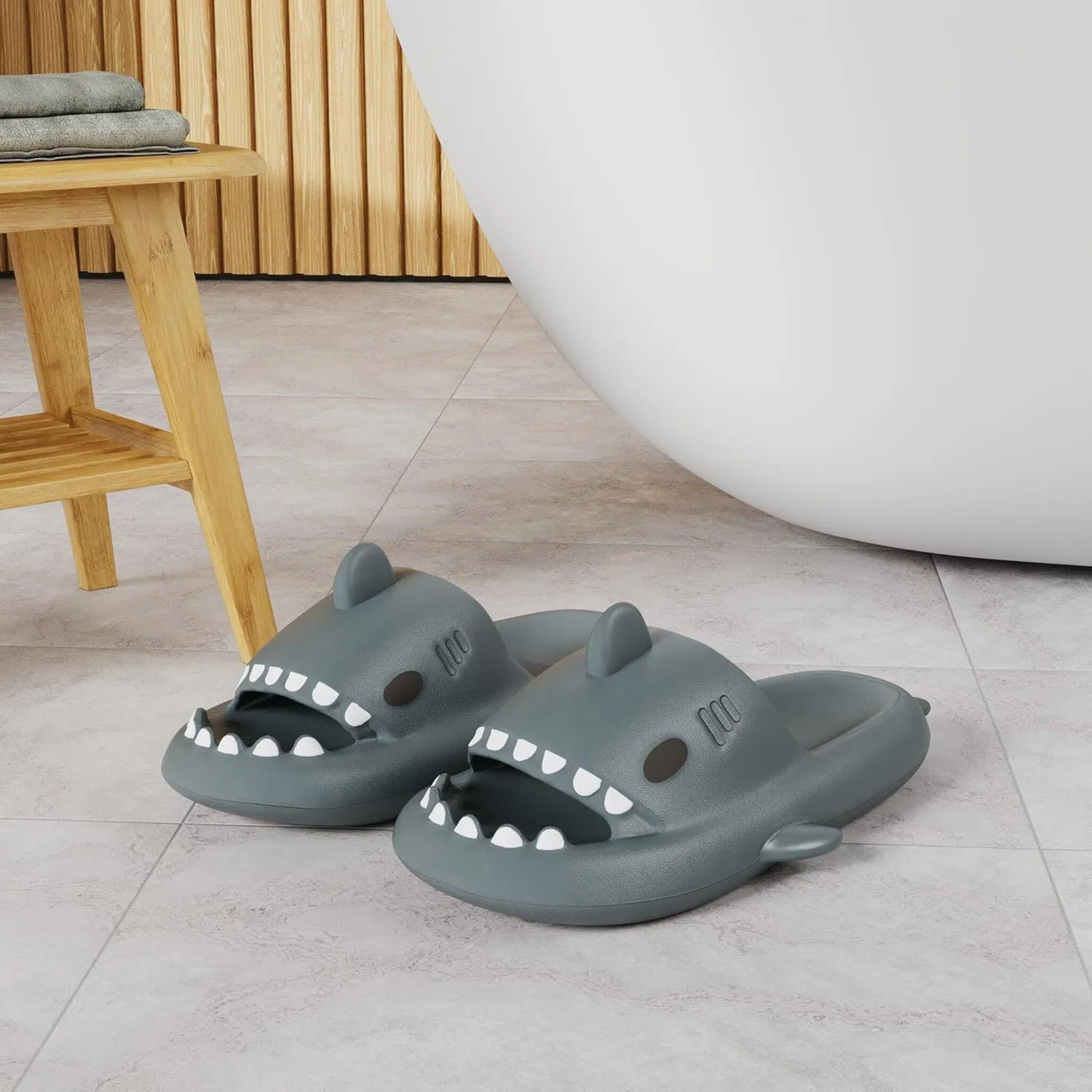 Men's and Women's Shark Slides Cloud Slippers Summer Novelty Open Toe Slide Sandals Anti-Slip Beach Pool Shower Shoes with Cushioned Thick Sole